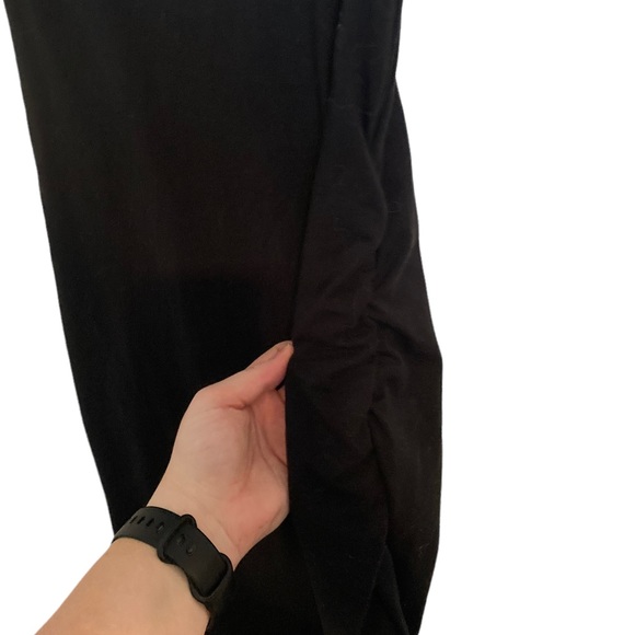 Women’s Isabel Maternity Black Sleeveless Stretchy Midi Dress W/ Ruching. Size S - Picture 4 of 6
